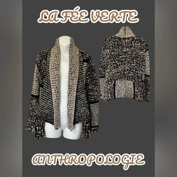 Anthropologie | La Fee Verte Open Confetti Shawled Cardigan - Picture 1 of 5